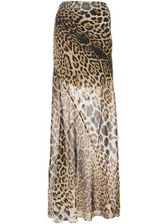 длинная юбка с леопардовым принтом Saint Laurent