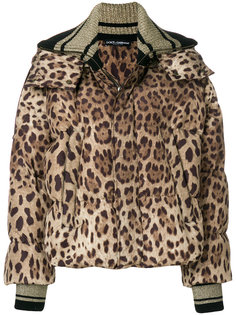 куртка-пуховик с леопардовым узором Dolce & Gabbana