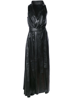 платье с V-образным вырезом и поясом Ann Demeulemeester