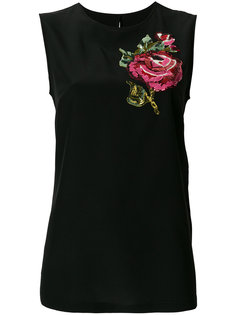 футболка с вышивкой розы Dolce & Gabbana
