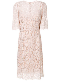 кружевное платье с цветочным принтом Dolce & Gabbana