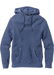 Пуловер Regular Fit с капюшоном (синий джинсовый меланж) Bonprix
