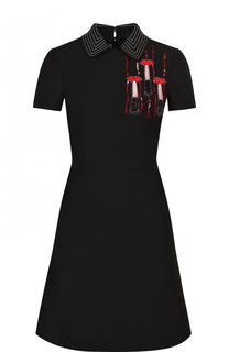 Приталенное мини-платье из смеси шерсти и шелка Valentino