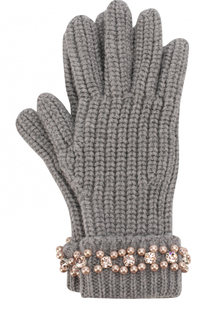 Шерстяные перчатки крупной вязки с декоративной отделкой Blugirl