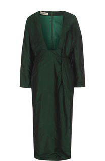 Шелковое платье-миди с глубоким V-образным вырезом Tata Naka