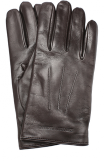 Кожаные перчатки с шерстяной подкладкой Emporio Armani