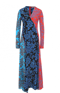 Шелковое платье-макси с длинным рукавом и принтом Diane Von Furstenberg