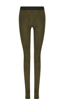 Замшевые брюки-скинни с контрастным поясом DROMe