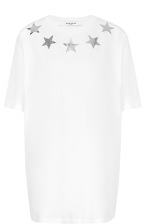 Удлиненная хлопковая футболка прямого кроя Givenchy