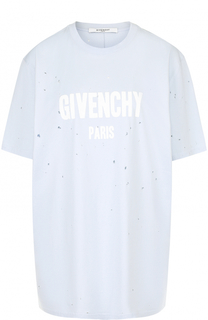 Хлопковая футболка свободного кроя с логотипом бренда Givenchy