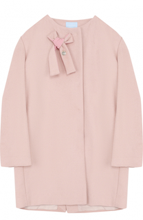 Шерстяное пальто с круглым вырезом и бантом Lanvin