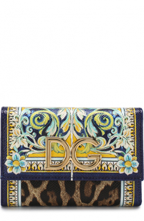 Кожаный кошелек с принтом и логотипом бренда Dolce &amp; Gabbana