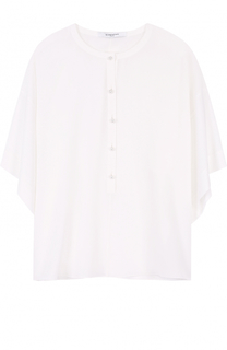 Шелковая блуза свободного кроя с круглым вырезом Givenchy