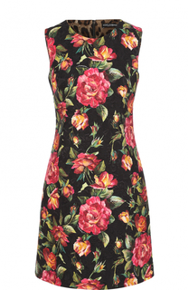 Приталенное мини-платье с цветочным принтом Dolce &amp; Gabbana