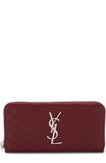 Кожаный кошелек Monogram на молнии с логотипом бренда Saint Laurent