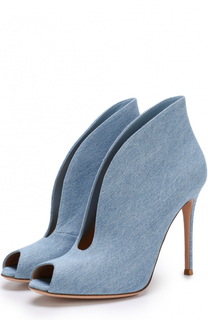 Ботильоны Vamp из денима с открытым мысом Gianvito Rossi