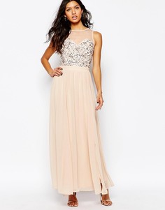 Платье макси с отделкой на лифе River Island - Розовый