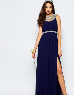 Платье макси с отделкой TFNC Tall WEDDING - Темно-синий