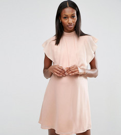 Цельнокройное платье с оборками и высокой горловиной ASOS Maternity - Розовый