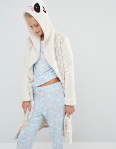 Флисовый халат с дизайном панды Chelsea Peers - Кремовый