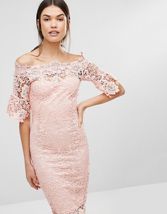 Кружевное платье‑футляр с широким вырезом Paper Dolls Tall - Розовый