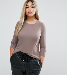 Топ в рубчик с драпированной спинкой ASOS CURVE - Бежевый