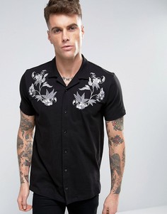 Рубашка с вышивкой пальм в стиле 70-х Brooklyn Supply Co - Черный