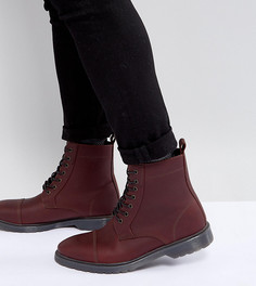 Бордовые кожаные ботинки на шнуровке для широкой стопы ASOS - Красный