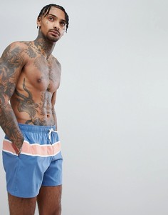 Сине-розовые шорты для плавания в стиле колор блок Abercrombie & Fitch 5 - Темно-синий