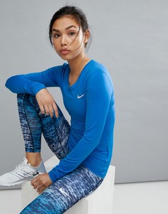 Синий лонгслив Nike Pro Training - Синий