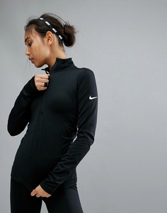 Черный топ с молнией Nike Pro - Черный