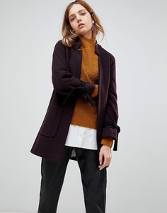 Пальто из шерсти и кашемира с завязками на манжетах Helene Berman - Фиолетовый