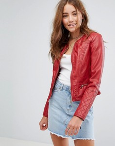 Куртка из искусственной кожи со стеганой отделкой Pimkie - Красный