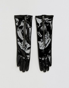 Лакированные перчатки ASOS - Черный