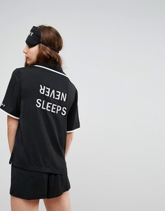 Пижама с шортами и маской в комплекте DKNY Never Sleeps - Черный