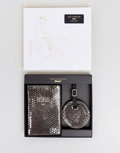 Подарочный набор с кожаной обложкой для паспорта и багажной биркой Paul Costelloe - Серый