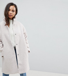 Oversize-пальто с высоким воротником ASOS PETITE - Кремовый