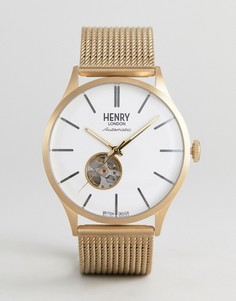Золотистые часы с сетчатым ремешком Henry London Automatic - Золотой