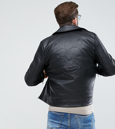 Черная куртка из искусственной кожи с тисненым черепом Liquor N Poker - Черный