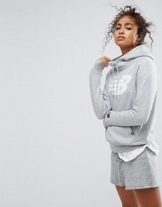 Серый худи-пуловер с логотипом New Balance - Серый