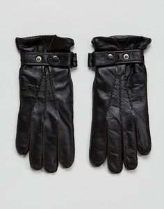 Черные кожаные перчатки Paul Costelloe - Коричневый