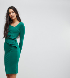 Платье-футляр с длинными рукавами и оборками City Goddess Tall - Зеленый