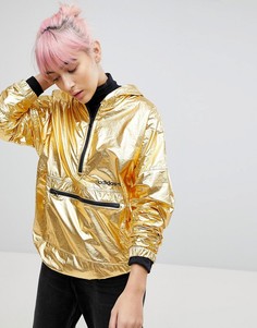 Блестящая золотистая куртка на молнии с капюшоном adidas Originals - Золотой