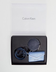 Подарочный набор с цепочкой для ключей и кредитницей Calvin Klein - Синий