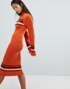 Платье миди с отворачивающимся воротником Ellesse - Оранжевый