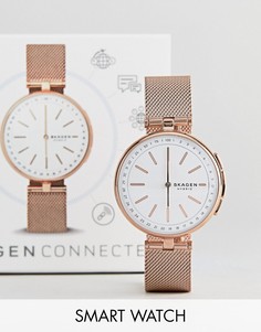 Смарт-часы с сетчатым ремешком цвета розового золота Skagen Connected SKT1404 - Золотой
