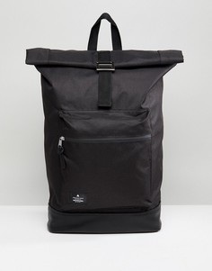 Черный рюкзак ролл-топ с основанием из искусственной кожи ASOS - Черный