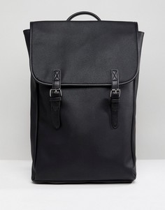 Рюкзак из искусственной кожи с двойными плечевыми ремешками ASOS - Черный