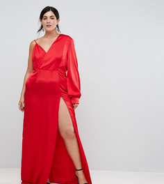 Платье макси на одно плечо с высоким разрезом TTYA BLACK Plus - Красный Taller Than Your Average