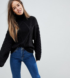 Джемпер-водолазка вязки косами ASOS PETITE - Черный